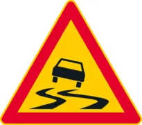 Merkillä voidaan varoittaa tienpinnan liukkaudesta.