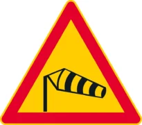 Merkillä voidaan varoittaa tienkohdasta, jossa usein esiintyvä voimakas sivutuuli saattaa vaarantaa liikennettä.