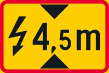 Lisäkilvessä oleva luku ilmoittaa turvallisen korkeuden sähköjohdon kohdalla.